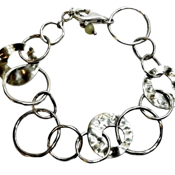 Silpada Vintage Sterling Silver Hammered Circle Paper Chain Bracelet 7.5 inch - Picture 4 of 7